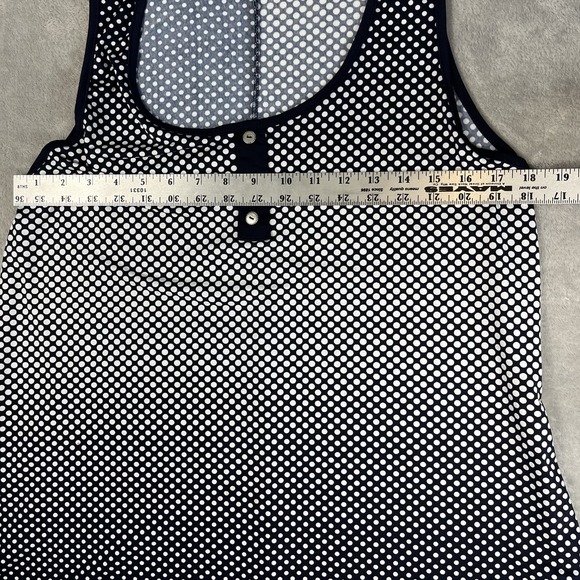 Agenda Women's Blouse Tank Top Sleeveless Sz L Blue/White Dots Beach Nautical - Picture 5 of 7